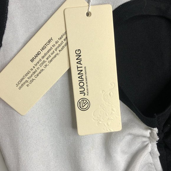 Womens Black and White Knit Crop Top Size L Large Cut Out Summer Light NWT - Picture 5 of 8